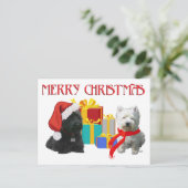 Scottie en Westie Merry Kerstmis Feestdagenkaart (Staand voorkant)
