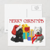 Scottie en Westie Merry Kerstmis Feestdagenkaart (Voorkant / Achterkant)