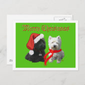 Scottie en Westie Merry Kerstmis Feestdagenkaart (Voorkant / Achterkant)