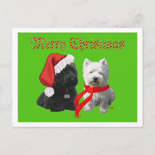 Scottie en Westie Merry Kerstmis Feestdagenkaart (Voorkant)