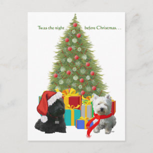Scottie en Westie Prettig Kerstfeest Feestdagenkaart