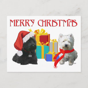 Scottie en Westie Prettig Kerstfeest Feestdagenkaart