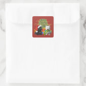 Scottie en Westie Prettig kerstfeest Vierkante Sticker (Tas)