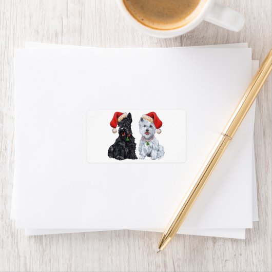 Scottie en Westie Santa Stickers. Etiket (Insitu)