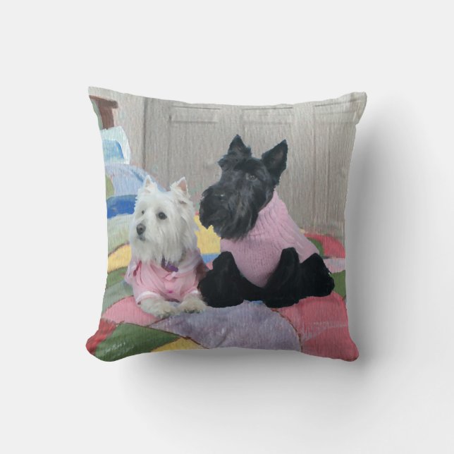 Scottie en Westie - Terrier Winterkussen Kussen (Voorkant)