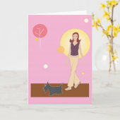 Scottie Gal die - Wenskaart lopen Kaart (Gele Bloem)