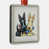 Scottie Gingham Cuties Metalen Ornament (Rechts)