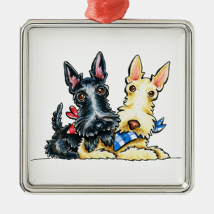 Scottie Gingham Cuties Metalen Ornament