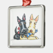 Scottie Gingham Cuties Metalen Ornament (Links)