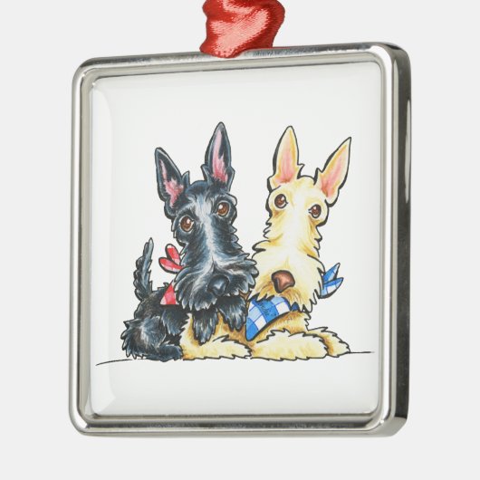 Scottie Gingham Cuties Metalen Ornament (Links)