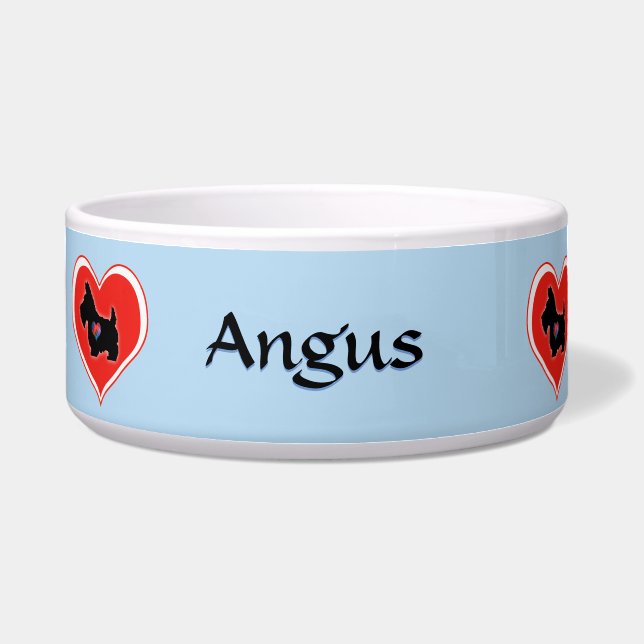 Scottie Heart Personalized Dog Bowl Voerbakje (Voorkant)