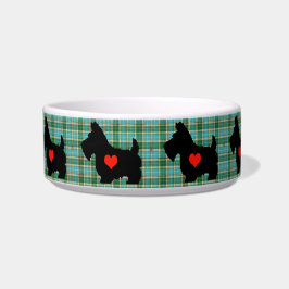 Scottie Heart Tartan Dog Bowl Voerbakje