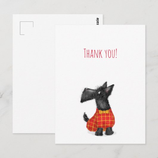 Scottie hond bedank kaart (Voorkant / Achterkant)