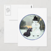 Scottie-hond en sneeuwman briefkaart (Voorkant / Achterkant)