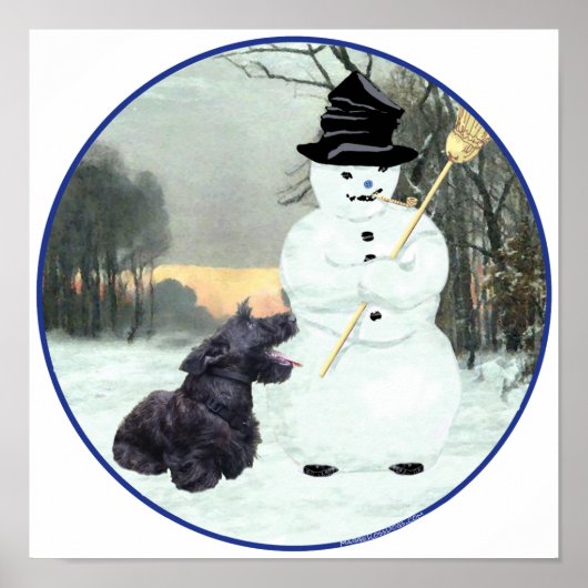 Scottie-hond en sneeuwman poster (Voorkant)