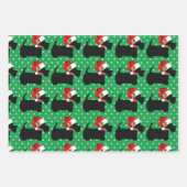 Scottie Hond Santa Hat 3 Coördinerende Kerstmis Inpakpapier Vel (Voorkant)