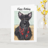 Scottie hond Schotse terriër verjaardagskaart kuns Kaart (Gele Bloem)