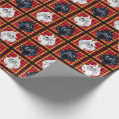 Scottie Hond, Zwart en Wit op geruite cadeauverpak Cadeaupapier (Hoek)