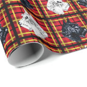 Scottie Hond, Zwart en Wit op geruite cadeauverpak Cadeaupapier (Rol Hoek)