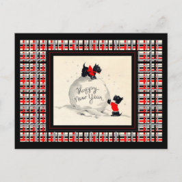 Scottie honden gelukkig nieuwjaar feestdagenkaart