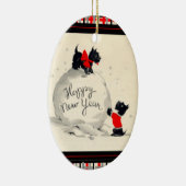 Scottie honden Gelukkig Nieuwjaar Keramisch Ornament (Rechts)