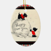 Scottie honden Gelukkig Nieuwjaar Keramisch Ornament (Achterkant)