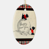 Scottie honden gelukkig nieuwjaar keramisch ornament (Rechts)