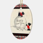 Scottie honden gelukkig nieuwjaar keramisch ornament (Links)