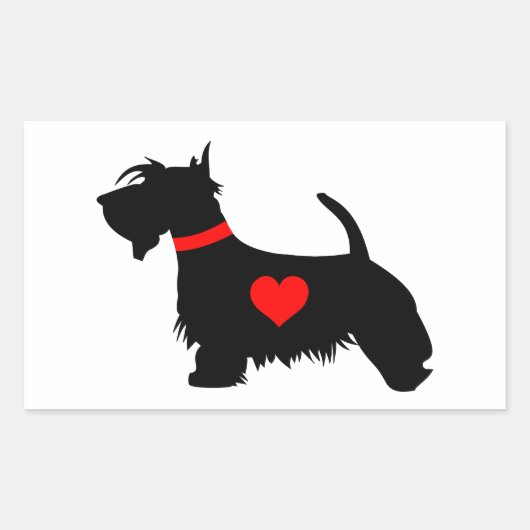 Scottie hondenhart rechthoekige sticker (Voorkant)