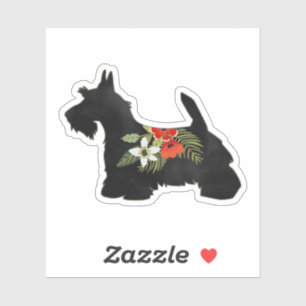 Scottie Hondenras Boho Floral Silhouette Sticker