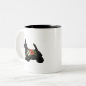 Scottie Hondenras Boho Floral Silhouette Tweekleurige Koffiemok (Voorkant links)