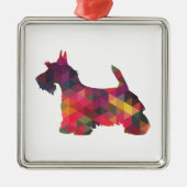 Scottie Hondenras Geo Silhouette Multi Metalen Ornament (Voorkant)