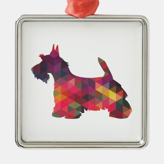 Scottie Hondenras Geo Silhouette Multi Metalen Ornament (Voorkant)