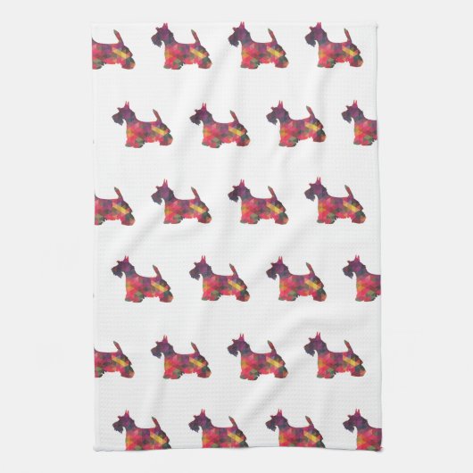 Scottie Hondenras Geo Silhouette Multi Theedoek (Verticaal)