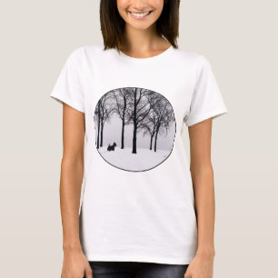 Scottie in besneeuwde bossen t-shirt