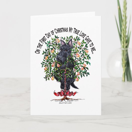 Scottie in een Pear Tree Feestdagen Kaart (Voorkant)