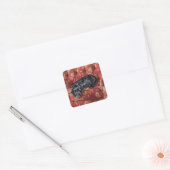Scottie in grote rode stoel vierkante sticker (Envelop)