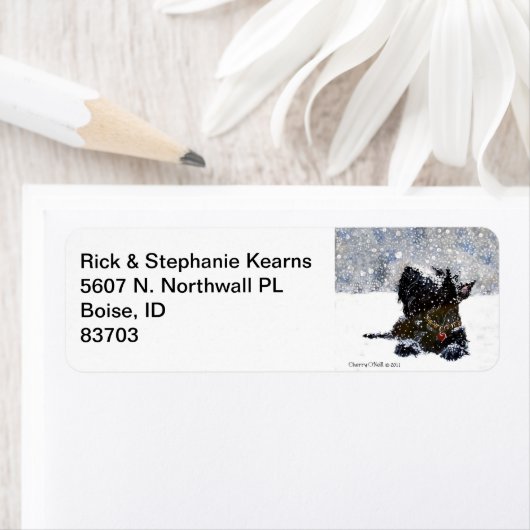 Scottie in Snow Etiket (Insitu)