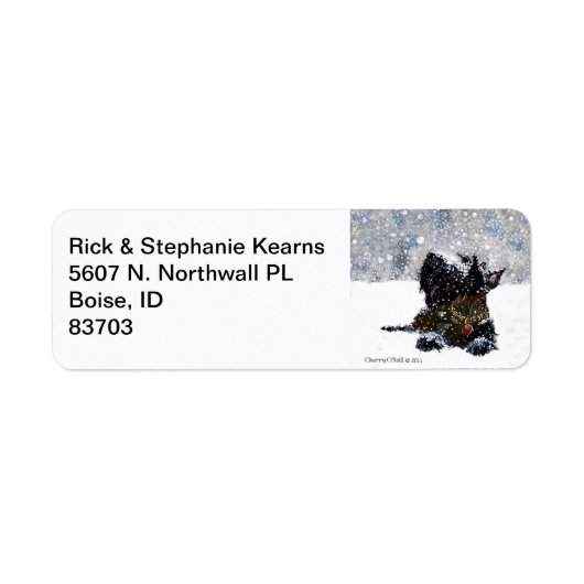 Scottie in Snow Etiket (Voorkant)
