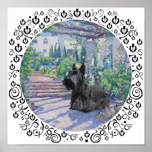 Scottie in Springtime Garden Poster (Voorkant)