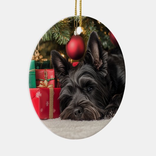 Scottie Kerstmis Keramisch Ornament (Rechts)