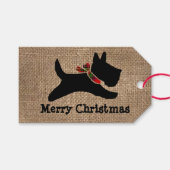 Scottie Kerstmis op Burlap Personaliseren Cadeaulabel (Voorkant (Horizontaal))