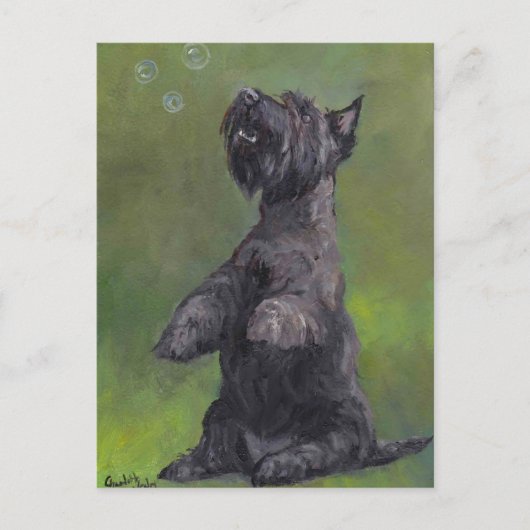 "Scottie Loves Bubbles" Briefkaart van de Dog Art (Voorkant)
