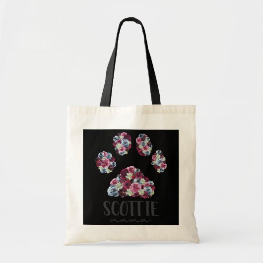 Scottie Mama Floral Dog Paw Scottish Terrier Mam Tote Bag (Voorkant)