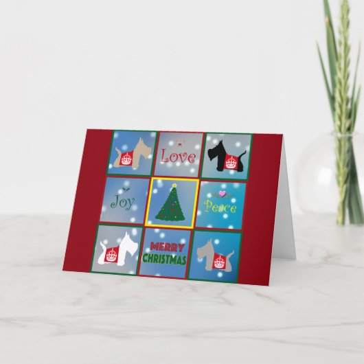 Scottie Merry Kerstmis Feestdagen Kaart (Voorkant)