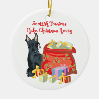 Scottie Merry Kerstmis Keramisch Ornament
