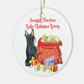 Scottie Merry Kerstmis Keramisch Ornament (Links)