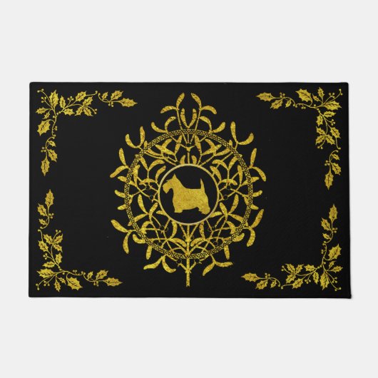 Scottie Mistletoe & Holly Personalize Deurmat (Voorkant)