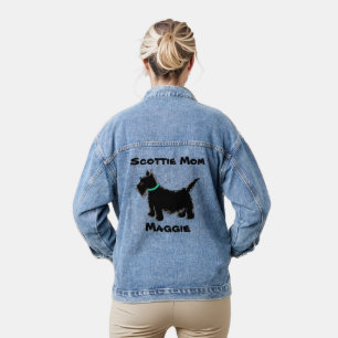Scottie Moeder Zwart Scottie Terriër Naam Personal Denim Jacket