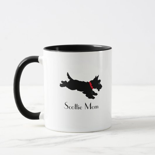 Scottie Mom Fun Dog Custom Naam Rood Mok (Links)